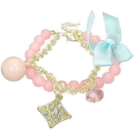 Bransoletka koralikami, perełkami różowa - biżuteria antyalergiczna  c 94