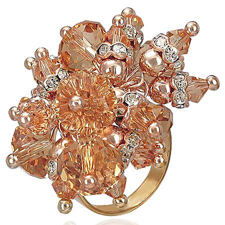 Pierścionek z cyrkoniami i szklanymi koralikami- biżuteria antyalergiczna  c-71 - 3