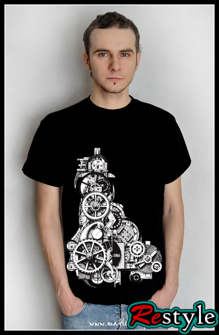 Koszulka męska, T-shirt, mechanizmy steampunk