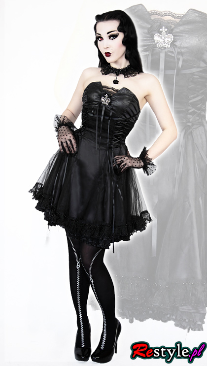 Sukienka Q-120 Punk Rave tiulowa, koronkowa gothic lolita, gothabilly