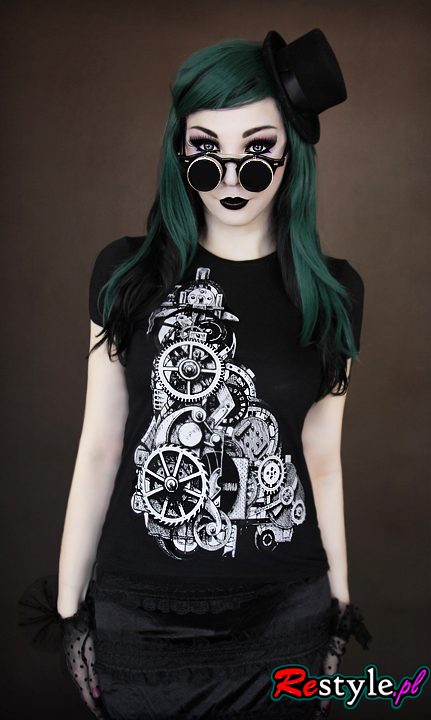 koszulka czarna t-shirt mechanizm steampunk goth